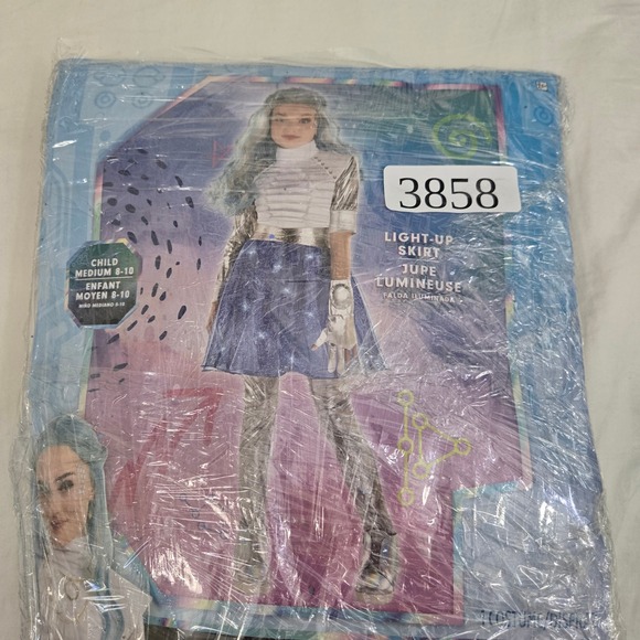 Disney Zombies 3 Addison Alien Costume Girls 8-10 Light Up Skirt Jumpsuit Silver - Picture 8 of 8